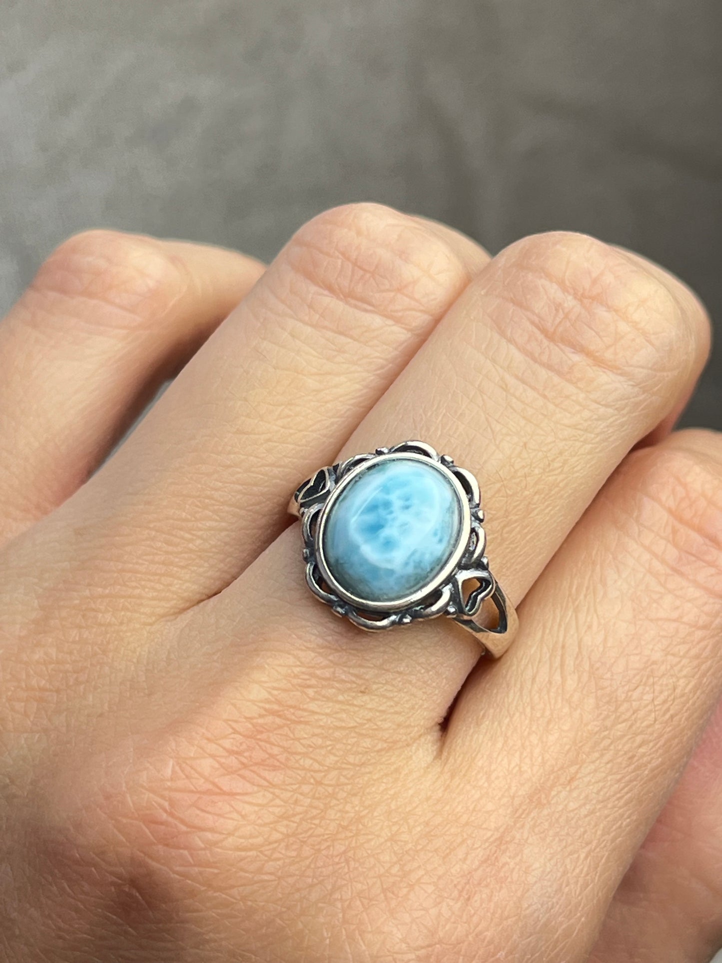 Ring med Larimar i 925 sterling sølv