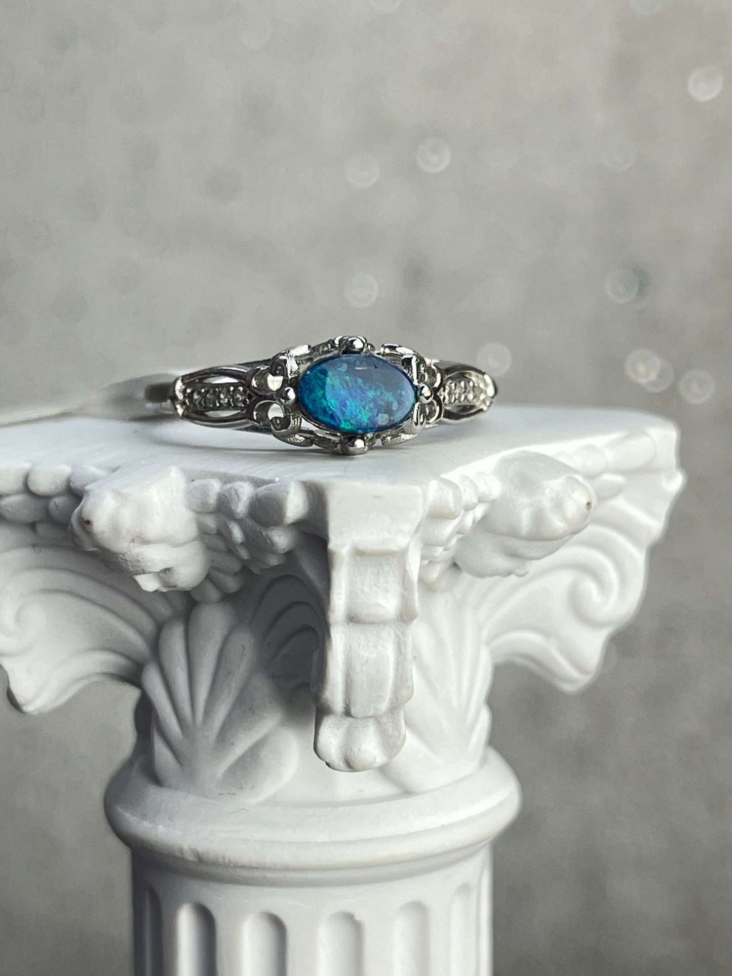 Ring med Opal i 925 sterling sølv (fra Australia)