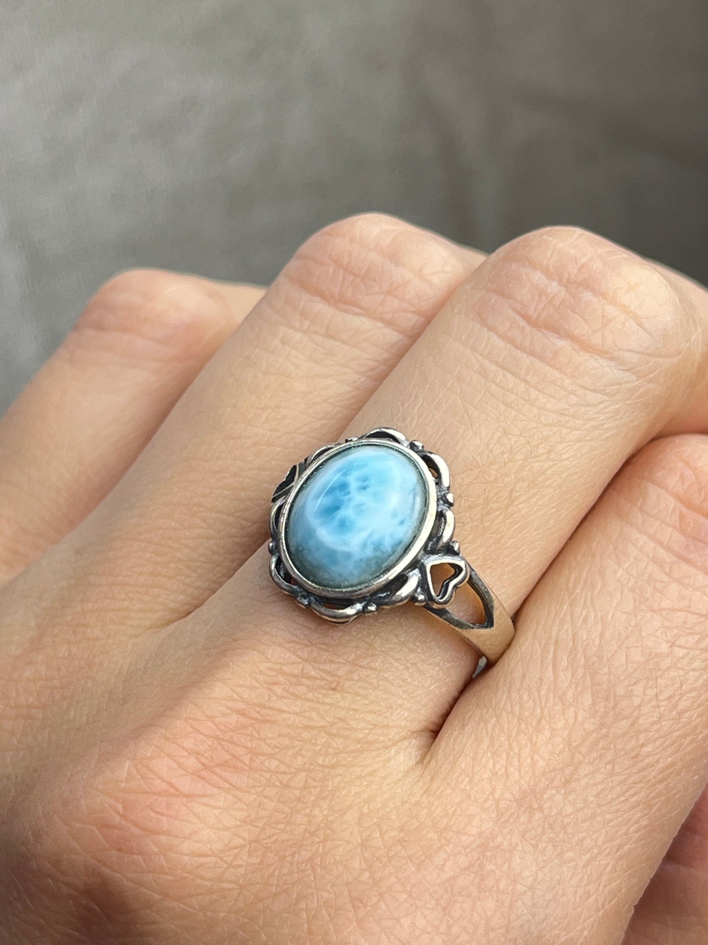 Ring med Larimar i 925 sterling sølv