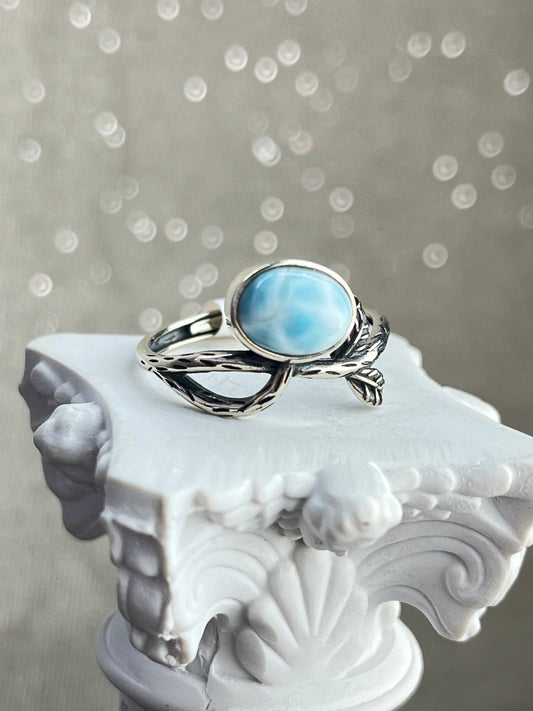 Ring med Larimar i 925 sterling sølv