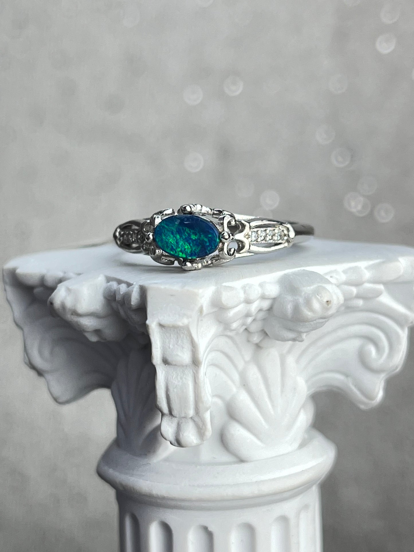 Ring med Opal i 925 sterling sølv (fra Australia)