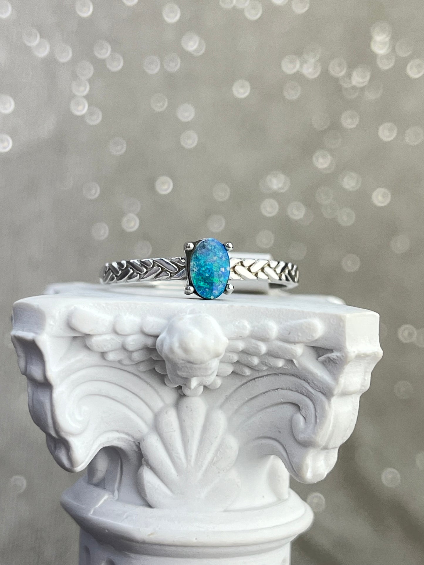 Ring med Opal i 925 sterling sølv (fra Australia)