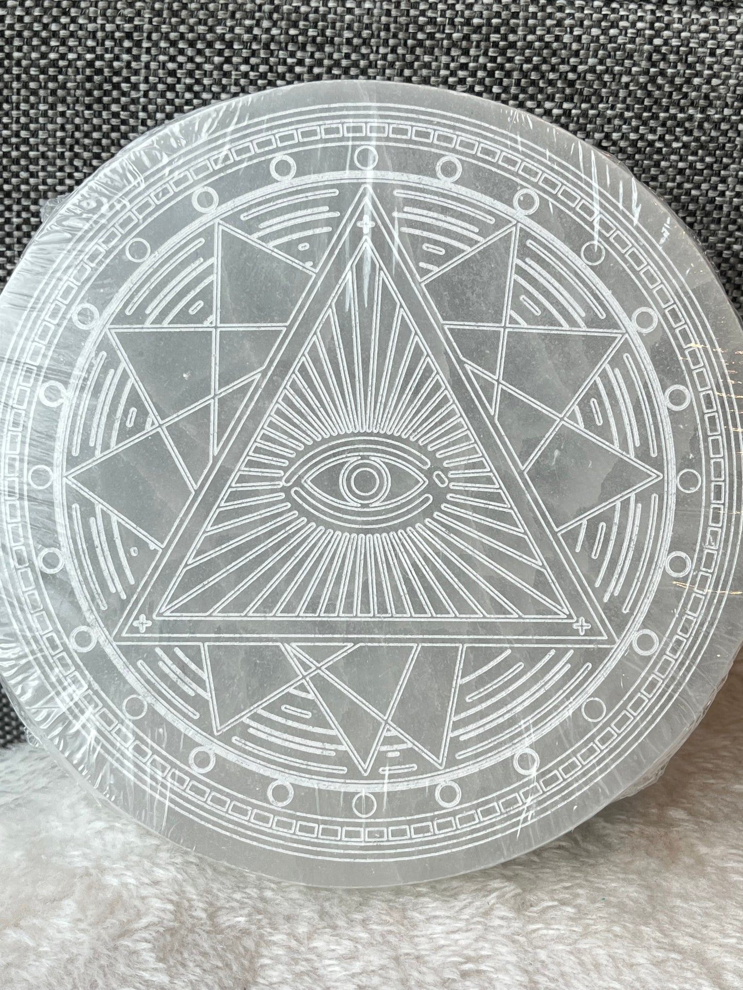 Selenitt Ladeplate, Evil Eye 15cm