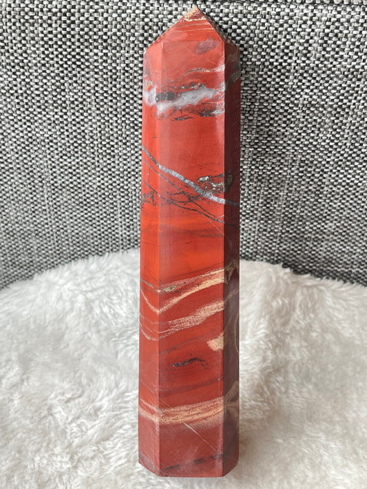 Rød Jaspis tårn D,18cm