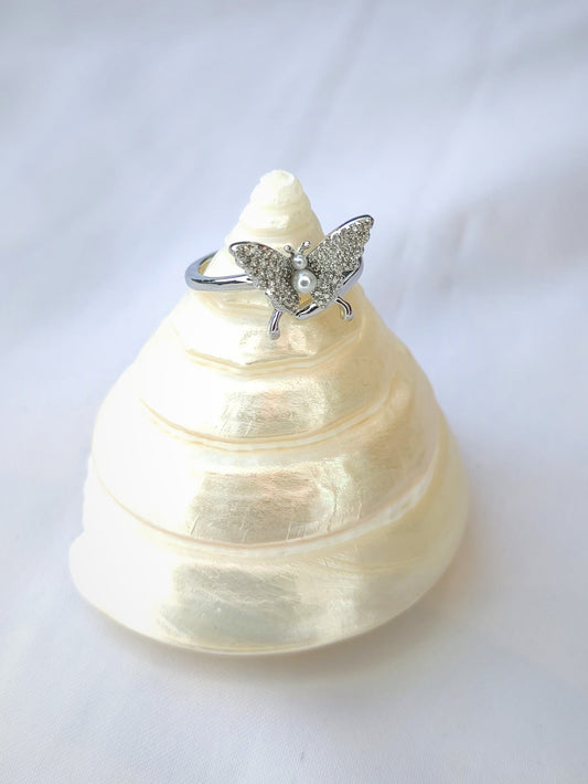 White butterfly ring