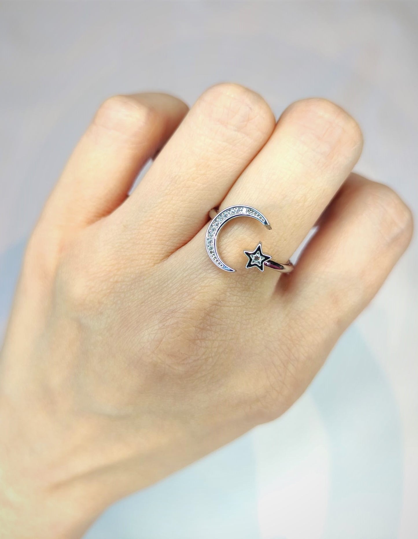 Moon & star ring