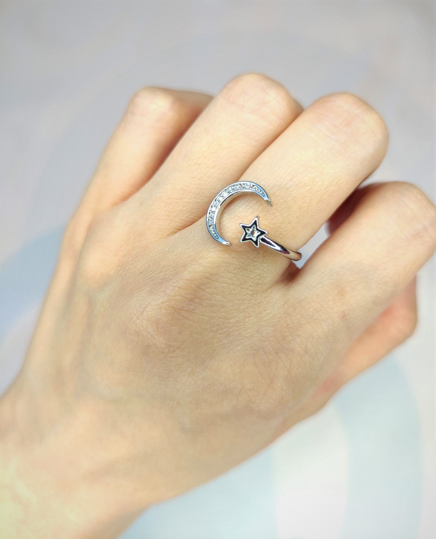 Moon & star ring